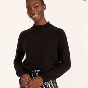 J crew roll neck sweater black super soft yarn